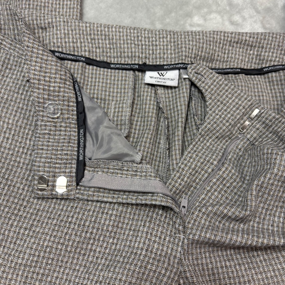 Worthington Grey Plaid Curvy Fit Trousers Women's Size‎ 16 Flare Leg - Picture 4 of 10